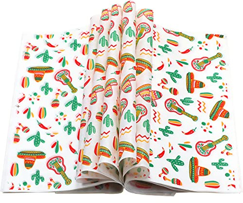 Epakh 300 Pcs Mexican Themed Deli Paper Wax Burrito Wraps, 12x12, White