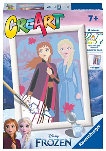 Ravensburger CreArt Disney Frozen Elsa and Anna Paint By Numbers Kits for Children & Adults Ages 7 Years Up - Kids Craft Set