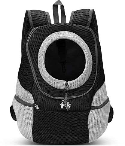 ALLSOPETS Hunderucksack, Tragbarer Haustierträger für Kleine Hunde und Katzen, Fahrrad- und Motorrad-Träger für Wandern, Camping und Outdoor (Kohlschwarz, L)
