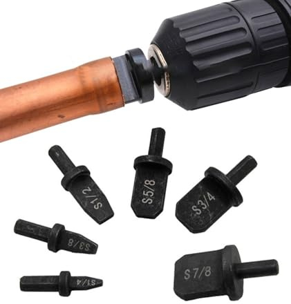 Abocardador Aire Acondicionado, Juego de Herramientas Estampación Tubos Cobre para Acondicionado con Mango Acero Cojinete Expansor Tubos, Juego de Brocas Expansión Tubo Giratorio (B)