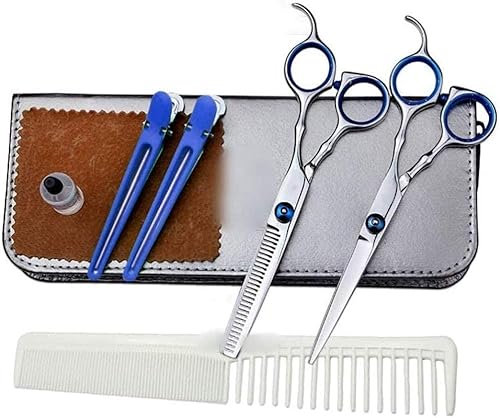 Forbici da Parrucchiere,Forbici da Barbiere Famiglia Bambini Forbici da Parrucchiere Sottili da 6 Pollici Piatte + Forbici per Denti Set di Forbici da Parrucchiere Combin