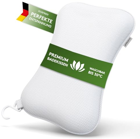 SilverRack Premium Badewannenkissen Weiß - Badekissen für Badewanne - Kissen Badewanne mit Saugnäpfen - Nackenkissen als Nacken- & Whirlpool Kopfstütze - Badewannen Zubehör - Bath Pillow Spa