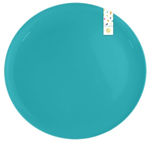 Gem Imports Turquoise Blue Round Reusable Plastic Plates 25cm - Pack of 2