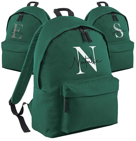 Print Maniacs Personalised Backpack for Kids Back to School 18 Litres Rucksack with Name Ideal for Boys, Girls, Toddlers,and Primary School Students Perfect School Bag Bottle Green