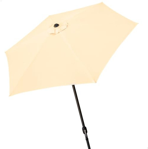 AKTIVE Parasol Hexagonal, Parasol Jardin Terrasse, Ø250 cm, Couleur Crème, Mât Aluminium, Ø34 mm, avec Manivelle, avec Cheminée d'Aération, Jardin