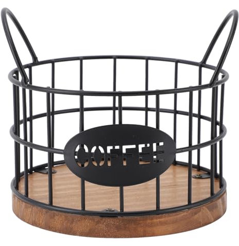 Soporte para Cápsulas de café, Organizador Redondo de Cápsulas de café para Mostrador, Gran Capacidad, Cesta de Almacenamiento de Cápsulas de café de Alambre de Hierro con Base