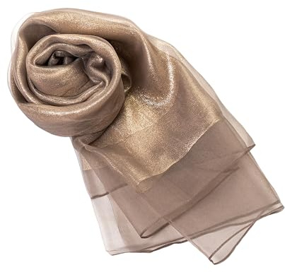 MAPIMANIA - Stola Elegante Donna Bronzo per Cerimonia e Matrimonio – Scialle Estivo in Seta 195x70 cm, Coprispalle per Abito da Sera