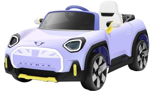 XCAR 12V Kids Electric Car, Power Wheels with Remote Control, Ride on Car Toys with LED Light, 3 Speeds, Purple