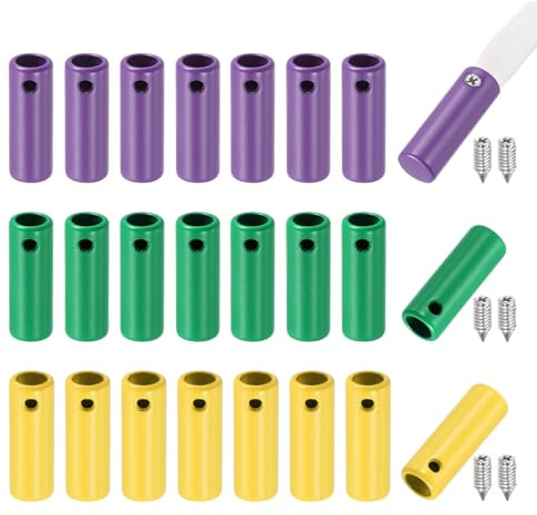PATIKIL 24 st skosnöre spetsar, 20 mm metallaglets skor spetssnören ändspets lock ersättning med skruv för kanvas sneakers gör-det-själv kläder strängar, gul/grön/lila