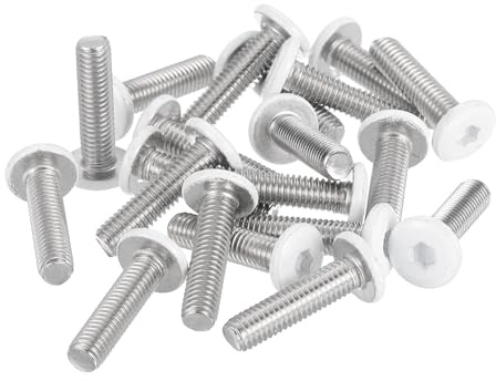 QUARKZMAN 20 Pcs M5-0.8 x 20mm Viti A Testa Bombata Con Innesto Esagonale, 304 Acciaio Inossidabile Bulloni Filettatura Completa Finitura Brillante Viti Autofilettanti Per Mobili, Bianco