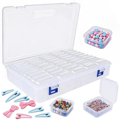 Xylota 46 Stück Kleine Aufbewahrungsbox,Beads Sortierboxen für Kleinteile, Klarem Kunststoff Mini Aufbewahrungsboxen mit Deckel fur Perlen, Schmuck, Bastelartikel & Kleinteile Aufbewahrungsbox