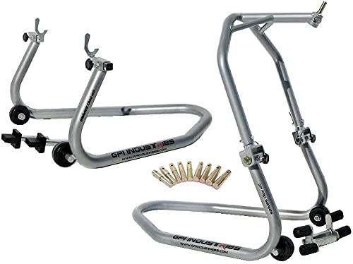 Universal Front Triple Tree Headlift and Rear Motorcycle Paddock Race Stands Lifts for GSXR 600 750 1000 Hayabusa SV SV650 SV1000 R1 R6 R3 MT10 MT09 MT07 CBR 600rr 1000rr ZX6r Zx10r Zx14 Sportbikes
