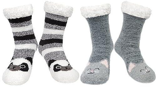 Chalier Fashion 2 Paar Damen Socken Kuschelsocken Hüttensocken Damen Pantoffelsocken Frauen Warme Wintersocken Stoppersocken Flauschige Socken