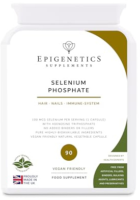 Selenium Phosphate | Sodium Selenate 100mcg & Adenosine Triphosphate 60mg | 90 Vegan Friendly Capsules UK Made | 1 Capsule Daily (3 Month Supply)