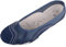 Womens Genuine Leather Slip On Casual Ballerina Style Pump Dolly Shoes - Navy - UK 6 / EU 39