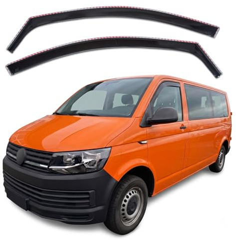 J&J AUTOMOTIVE GD Déflecteurs d'air et de Vent pour Volkswagen Caravelle/Multivan/Transporter T5 2003-2015, 2pcs, Teintés, Avant et Arrière, Aérodynamique
