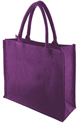 Hyper Mart Classic Large Strong Jute Shopper Bag Natural 100% Hessian with Waterproof Lining (PURPLE)