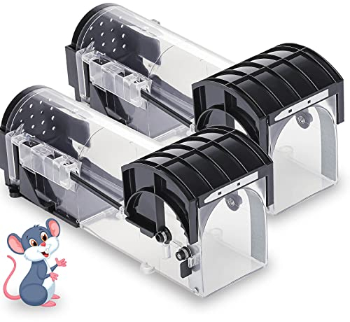 Bxlive Upgrade Humane Mouse Traps Indoors 2 Pack, Live Mice Trap Suitable for Mouse, Rodent Control High Sensitivity Quick Capture, Mouse Catch & Release, Easy to Wash & Set, Pet Children Friendly