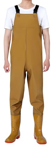 IQYU Anglerhose Damen Wasserdicht Mit Stiefel Wathose Wasserdicht Neopren -Regenlatzhose Lang Outdoorhose Atmungsaktiv Regenhosen Winddichte Arbeitshose Watthosen Watstiefel Hose Gummistiefel