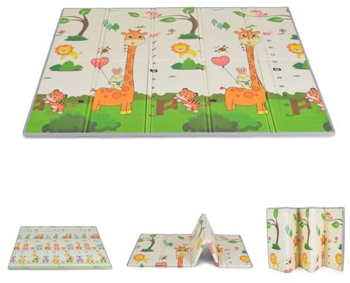 Moni Spielmatte XXL Jungle faltbar, 200 x 180 cm, Thermomatte, wasserdicht bunt
