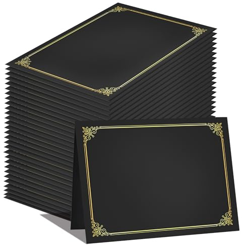 GNL Certificate Holders - 50 Packs Black Diploma Holders, Certificate Covers with Gold Foil Border, for Letter Size 8.5 x 11 Certificate Paper, Award, Graduation, Documents