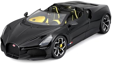 Bburago Bugatti Mistral: Modellauto im Maßstab 1:18, Türen und Motorhaube beweglich, schwarz (18-11051BK)