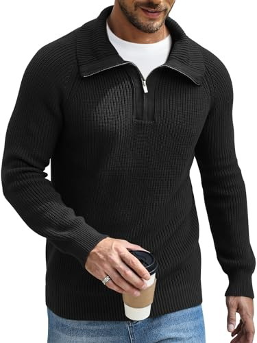 Danfiki Jersey Hombre Invierno Cuello Alto Ropa Cremallera JerséIs Suéter Clásico Manga Larga