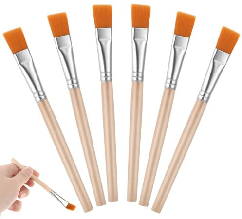 Thinp 6 Stück Flache Pinsel Set,Flache Acryl Pinsel,Malerpinsel Klein Flach,Kleine Künstlerpinsel,Nylon Pinsel,Flachpinsel,für ölmalerei Aquarellmalerei Gouachemalerei Acrylmalerei Körpermalerei