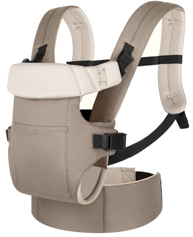 Fular Portabebe,Canguro Para Bebe,Portabebes,Portabebés 4 en 1, Múltiples posiciones de sujeción,con protector cervical plegable y diseño de descompresión lumbar y abdominal,para apropiada hasta 15 kg