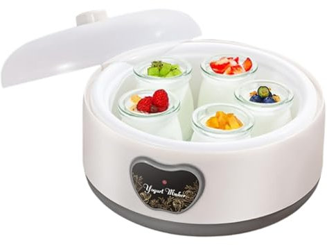 Genérico Yogurtera, Yogurtera Probiótica de 1.2 L con Tapa, Recipientes para Yogur hogar, Incubadora de Yogur Casera con 5 Frascos de Vidrio