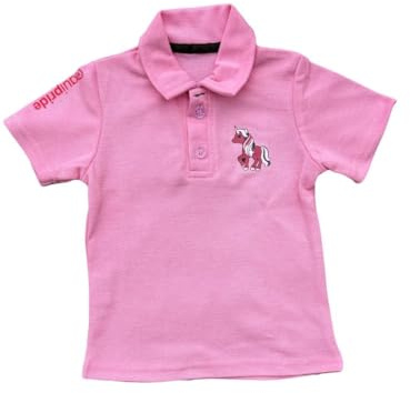 Equipride Horse Riding Children's Unicorn Printed Polo Shirt, Pink, Blue Short Sleeve Age 0-3 to 48 Months (UK, Age, 2 Years, 3 Years, Pink)