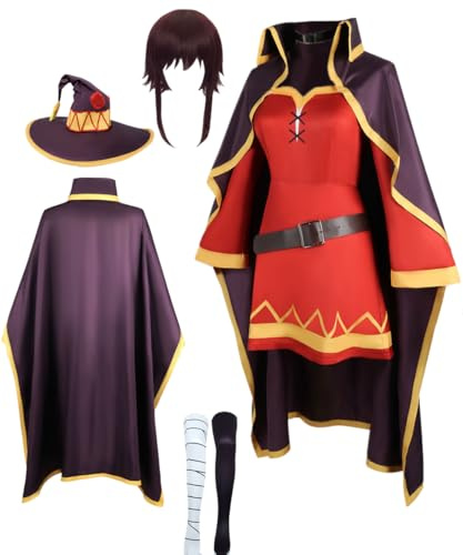 TYRHDJZQ Anime lila slängkappa klänning damkostym outfit halloween cosplay