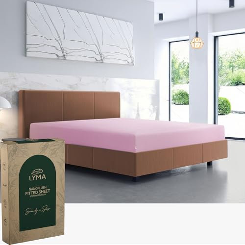 LYMA Bedding Spannbettlaken Set, Oeko-TEX Zertifiziert, Doppelt Gebürstete Nanoplush Stoff Bettlaken, Ultraweiches Atmungsaktiv Spannbetttuch für Matratzenhöhe bis 35 cm (Licht Rosa, (90x200+35cm))
