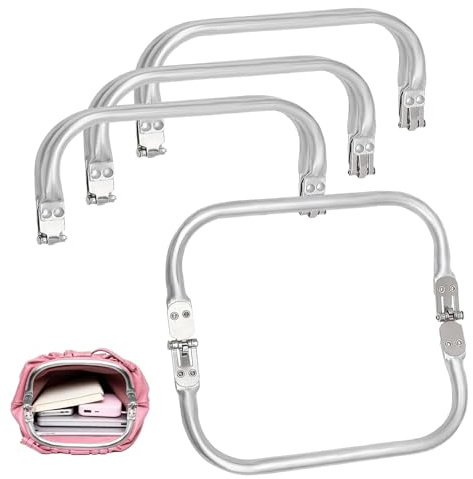 VYNZOR 4 Pezzi Chiusura Borsa Uncinetto, Chiusura Clutch, Clutch Per Borse Uncinetto, Borsa A Forma Di U Manico Interno Bacio, In Alluminio, Per Progetti Diy(200 * 90MM)