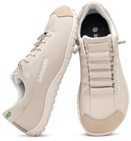 SAGUARO Zapatillas Barefoot Hombre Mujer, Calzado Minimalista Respetuoso - Zapatos Casual Deportivos para Pies Anchos, Ligeros y Antideslizante para Uso Diario, Trabajo y Viaje Caqui,Gr.45