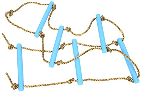 Akozon Scala di Corda da Arrampicata per Bambini, Giocattolo da Esterno, 6 Sezioni, Attrezzatura per Esercizi in Plastica e Nylon, per Bambini dai 3 Ai 10 Anni, Blu, capacità 150 kg, Gioco al (Blue)