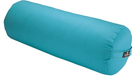 Hugger Mugger Round Yoga Bolster - Aqua - Firm Round Shape, Higher Profile, Great Under Knees, Soft Support, Handmade in The USA