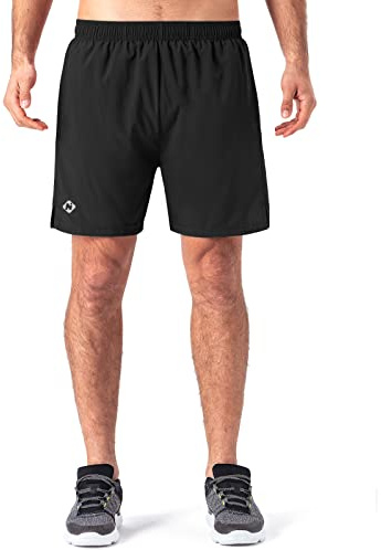 NAVISKIN Men's 5'' Quick Dry Running Shorts with Zipper Pocket Black M