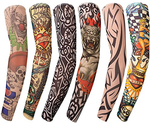 Benbilry Benvivy 6pcs Art Arm Fake Tattoo Sleeves Cover For Unisex Party Cool Man Woman Fashion Tattoos & Body Art Temporary Waterproof Sunscreen Nylon Kit