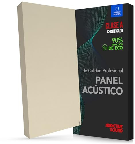 Addictive Sound Panel Acústico Pared Premium, panel acústico calidad de estudio con lana acústica, Clase A de absorción, producido en la UE, kit pared/techo, 100x50x11 cm, 8 kg, Beige