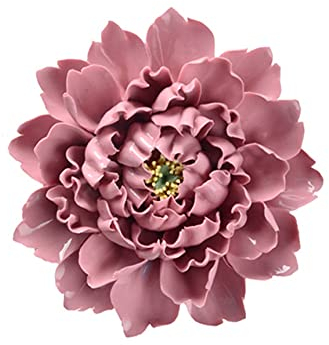 Insiswiner 3D-Wanddekoration, Keramik, Blumen, handgefertigt, 15 cm, Rosa