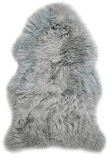 LIFA LIVING Schaffell Echt Ökologisch Gegerbt, Echtfell Teppich für Stuhl und Couch, Schaffell Bio Grau, Teppich Schaffell Groß, 100x70 cmm 100% Wolle