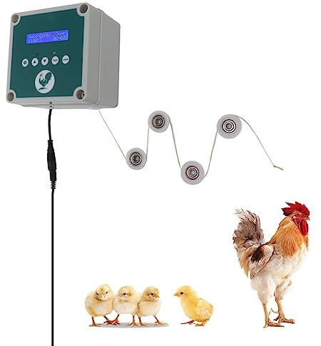 Septpenta Automatic Chicken Coop Dörrkontroll, Ljusavkänningsläge, High Definition LED-display, Timerläge Och Manuellt Läge, Fjäderfähusdörrsmotorsats För Kyckling, Anka, Gås(EU)