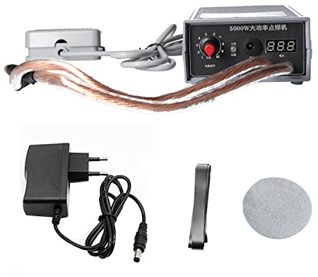 Booso 1 Set Spot Saldatore 5000W Macchina di Saldatura a Punti Portatile Ad Alta Potenza Saldatori Regolabili a Corrente Portatile per Batteria 18650 EU Plug