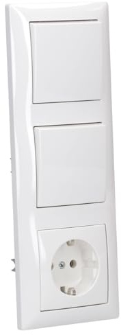 Busch-Jaeger Balance SI Set: 20 EUC-914 Steckdose + 2x 2000/6 US Wippschalter-Einsatz + 2x 2506-914 Wippe + 1723-914 3-fach Rahmen Alpinweiß