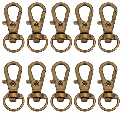 HOBBIESAY 10 chiusure a moschettone in lega, 30,5 mm, lunghezza 30,5 mm, in bronzo anticato, girevole a moschettone, per la creazione di gioielli
