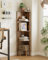 Apetaccat Eckregal, Ecke Bücherregal mit 5 Ebenen,Pflanzenregal, Anzeige Aufbewahrungsregal für Wohnzimmer,Büro,Schlafzimmer,127x29x29cm, Rustik Braun
