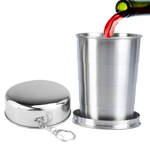 Zusammenklappbarer Edelstahlbecher - zusammenklappbarer Metallbecher, Camping zusammenklappbarer Wasserbecher | Campingbecher, zusammenklappbarer Campingbecher, tragbarer, Zusammenklappbarer