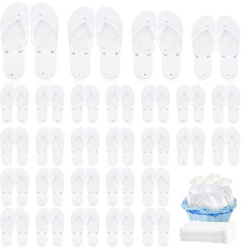 SWHCM 24 paia di infradito per gli ospiti del matrimonio 4 taglie (6 paia ciascuna), infradito da donna slim per hotel spa pedicure - Bianco