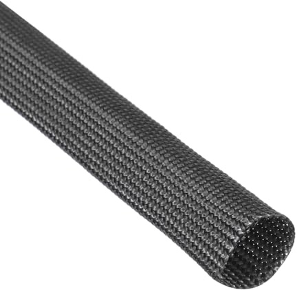 QUARKZMAN 1 Pz Intrecciata Guaina Per Cavi Elettrici, 14mm x 3 m, Guaina alta temperatura in fibre di vetro alcali-free, Tagliabile Nascondi Cavi, Cable Management Per TV, Auto, Casa, Nero